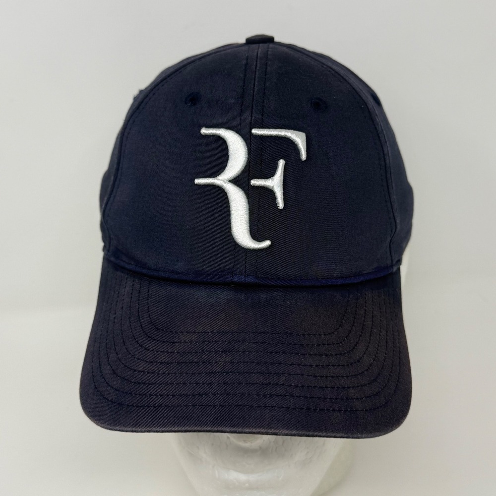 Uniqlo Roger Federer RF Logo Tennis Cap Navy Blue Cotton Adjustable Hat
